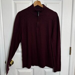 Smartwool Merino Wool Quarter Zip Sweater Burgundy Wine Size Medium